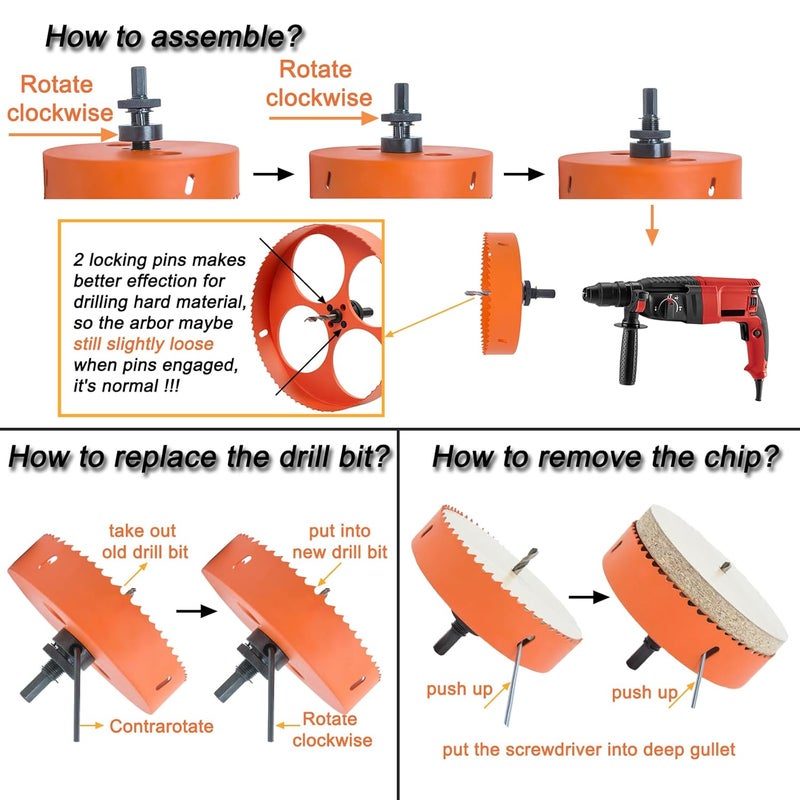 VIKITON 5-3/4 Inch Hole Saw with Arbor for Wood Metal Plastic, 5.75 in Bimetal Hole Cutter, Fast Chip Removal, Smooth Flat Drilling Edge, Lighter and Portable - Image 5
